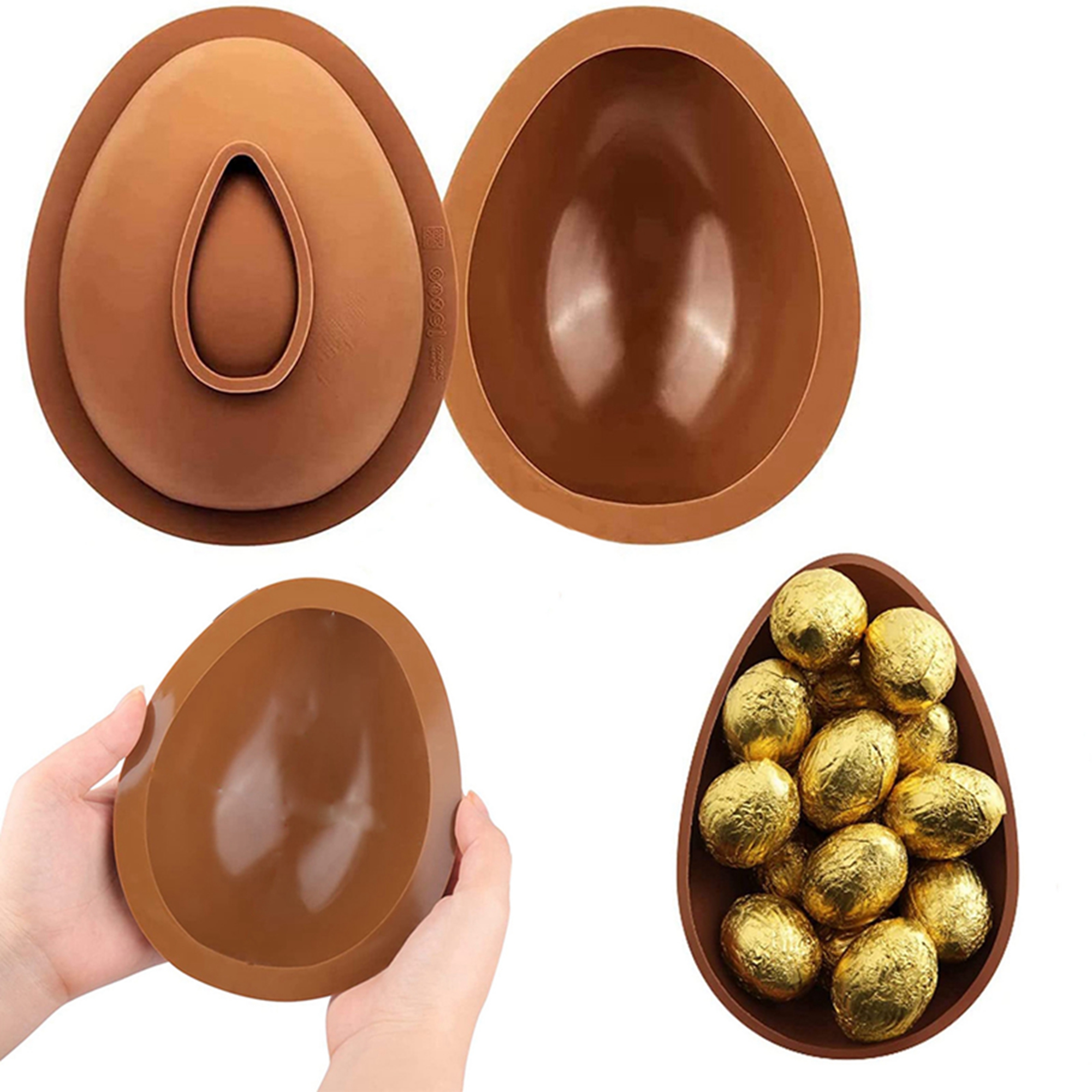 Multitrust Easter Egg Silicone Mold Half Egg Shape Chocolate Mold for Easter Baking Candy Party Jelly Decorating DIY Cake, Adult Unisex, Size: Pack of